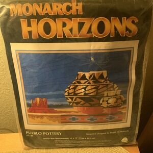 Monarch Horizons Wool Embroidery Kit Pueblo Pottery LS 120 16 Inch x 12 Inch